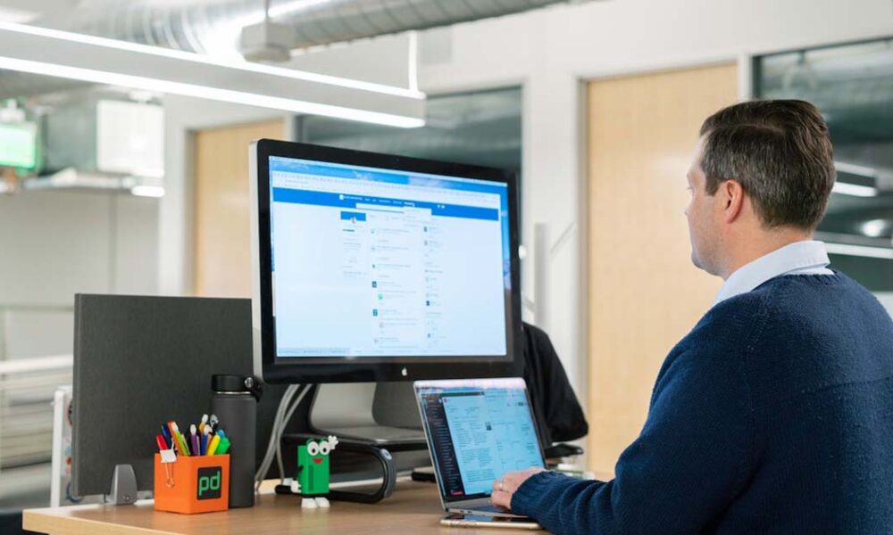 man accessing a website